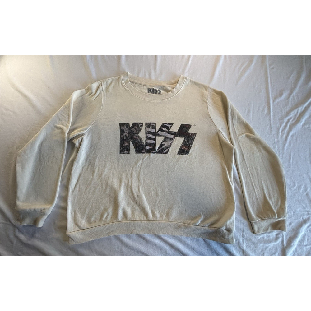 KISS Band Sweatshirt Size L Cream Logo Crewneck 2020